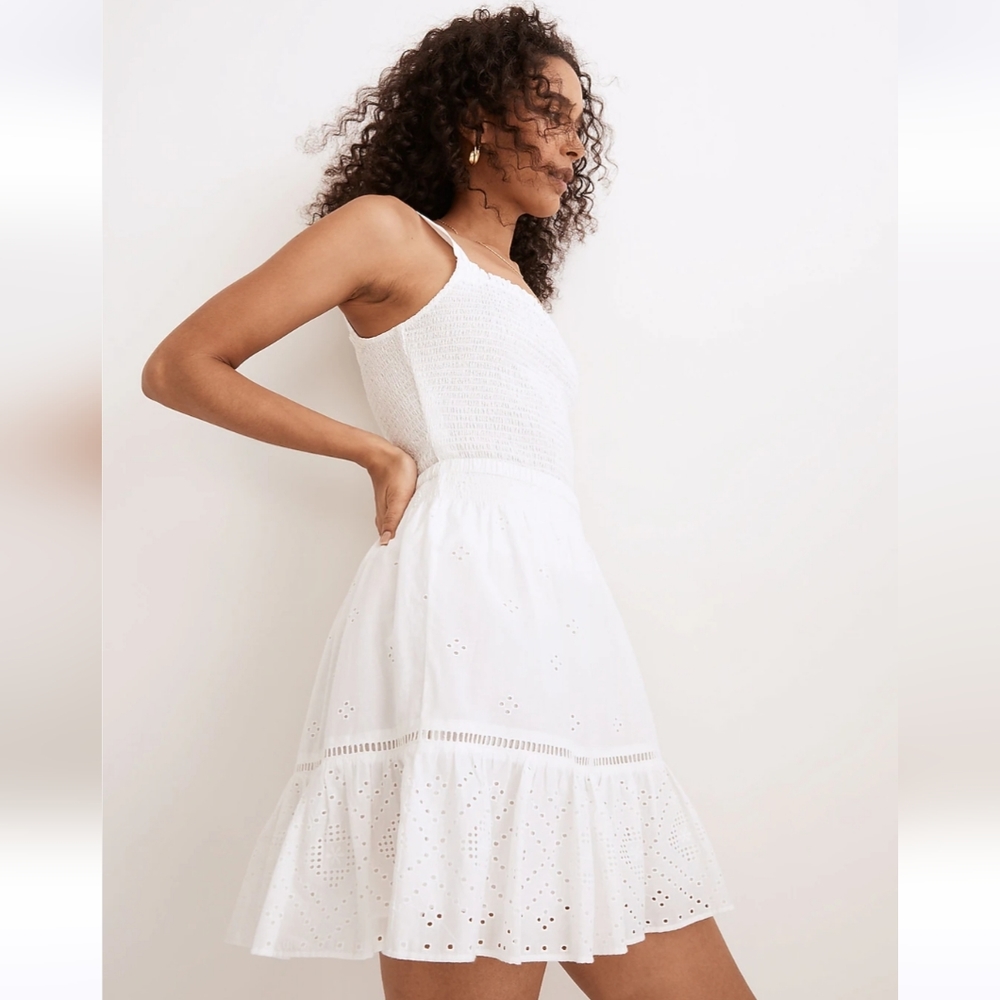 Madewell Eyelet Embroidered Cotton Elastic Waist Ruffled Skirt NE691